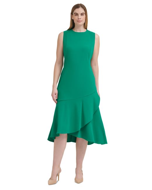 Calvin Klein Flounce-Hem Sleeveless Midi Dress