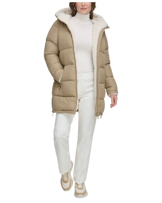 Calvin Klein Faux-Fur-Lined Hooded Puffer Coat