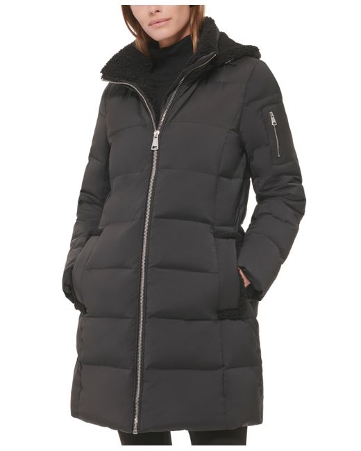 Calvin Klein Sherpa-Trimmed Hooded Down Puffer Coat