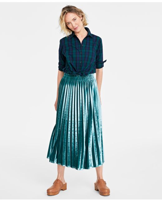 On 34th Velvet Pleated Midi Skirt Created for
