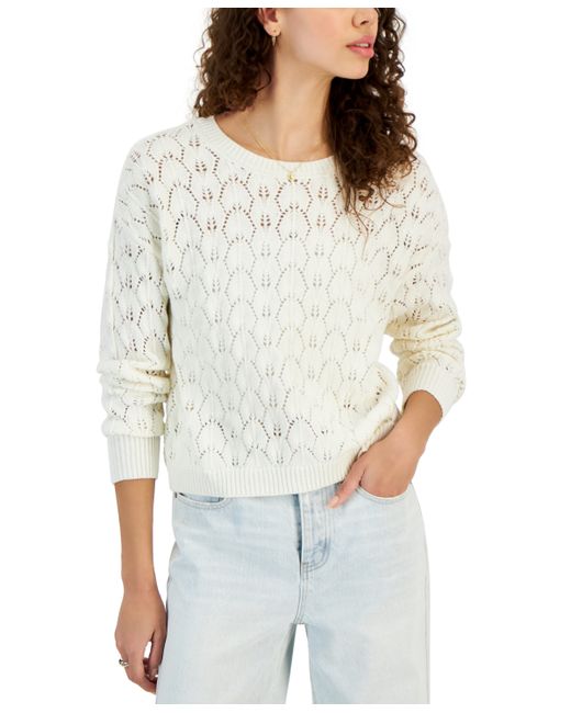 Hooked Up By Iot Juniors Long-Sleeve Pointelle Sweater