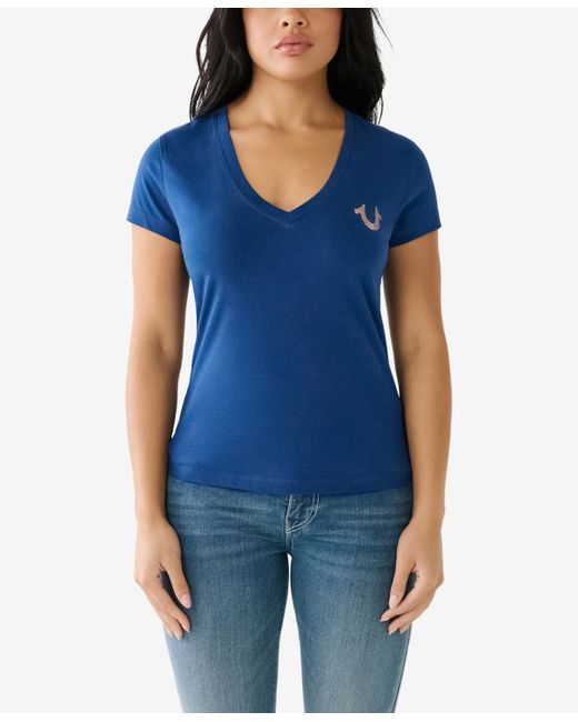 True Religion Short Sleeve Foil Horseshoe V-neck T-shirt
