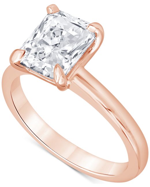 Badgley Mischka Certified Lab Grown Diamond Radiant-Cut Solitaire Engagement Ring 3 ct. t.w. 14k Gold