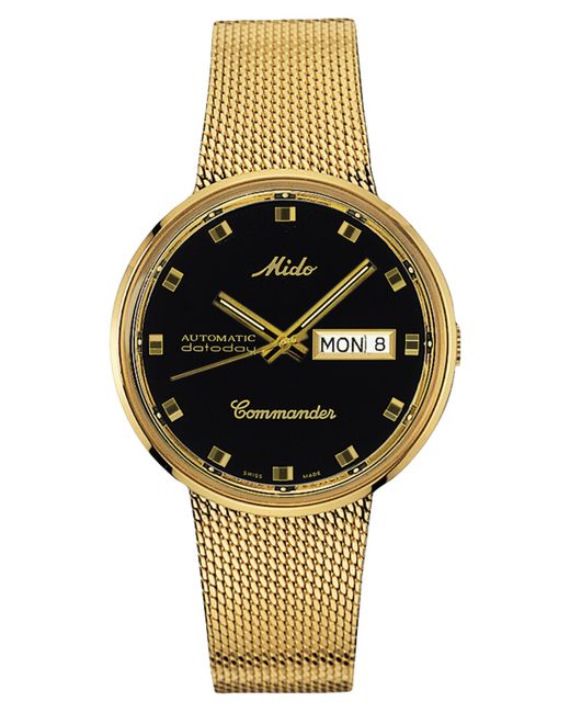 Mido Swiss Automatic Commander Classic Gold-Tone Pvd Stainless Steel Mesh Bracelet Watch 37mm