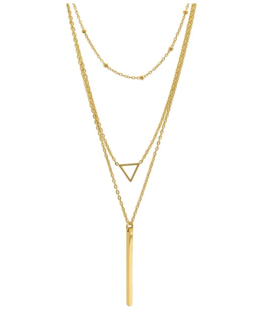 Adornia 15-17 Adjustable 14K Plated Layered Pendant Necklace Set