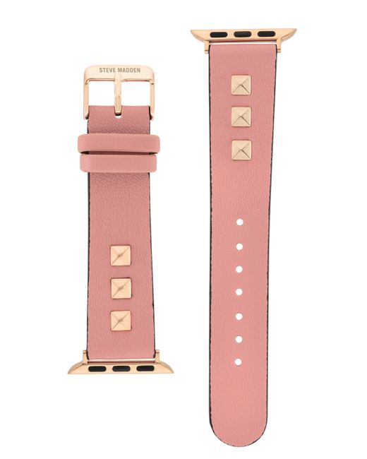 Steve Madden Faux Leather Stud Accented Band Compatible with 38/40/41mm Apple Watch Rose Gold-Tone