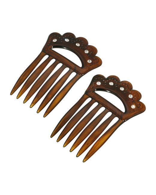 2028 Plastic with Clear Crystal Double Hair Comb