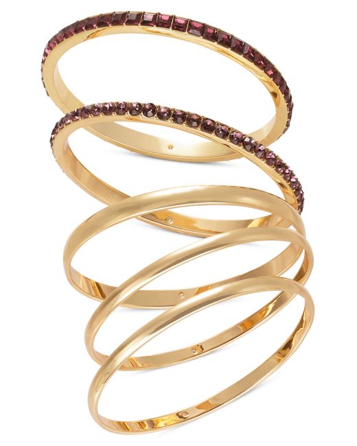 I.N.C. International Concepts Gold-Tone 5-Pc. Set Stone Polished Bangle Bracelets Created for