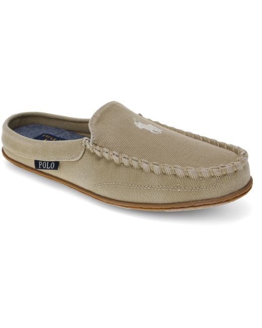 Polo Ralph Lauren Collins Washed Twill Fabric Moccasin Mule Slippers
