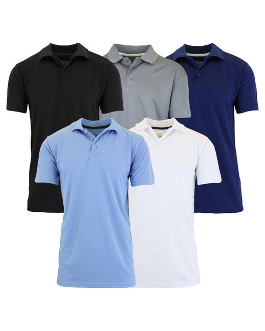 Galaxy By Harvic Dry Fit Moisture-Wicking Polo Shirt Pack of 5 Gray Navy Light Blue and White