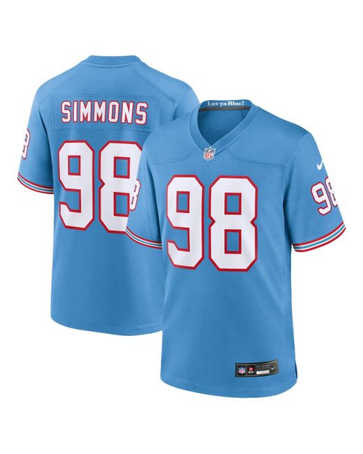 Nike Jeffery Simmons Tennessee Titans Oilers Throwback Alternate Game Player Jersey
