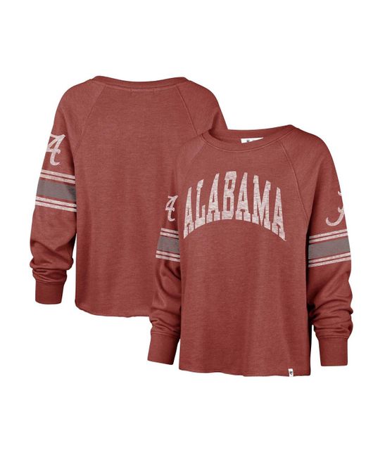 '47 Brand 47 Brand Distressed Alabama Tide Allie Modest Raglan Long Sleeve Cropped T-shirt