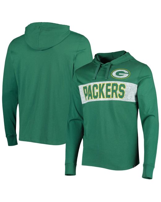 '47 Brand 47 Brand Distressed Bay Packers Field Franklin Hooded Long Sleeve T-shirt