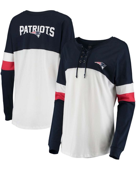 New Era White New England Patriots Athletic Varsity Lace-Up Long Sleeve T-shirt
