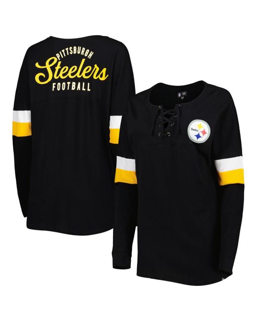 New Era Pittsburgh Steelers Athletic Varsity Lace-Up Long Sleeve T-shirt