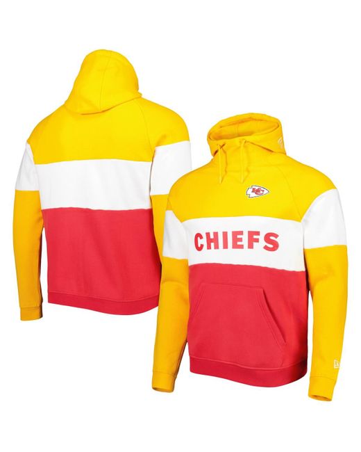 New Era Gold Kansas City Chiefs Colorblock Current Pullover Hoodie