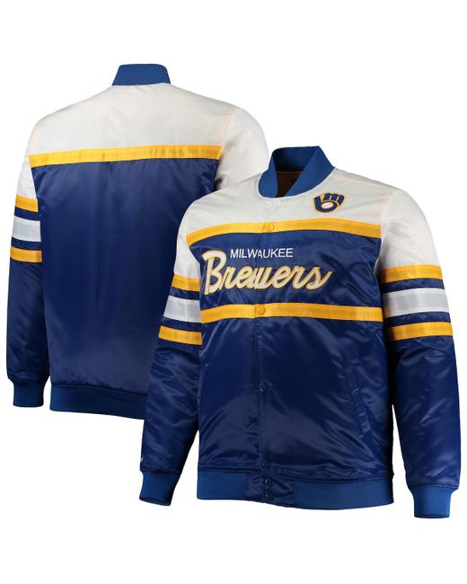 Mitchell & Ness Gold Milwaukee Brewers Big and Tall Coaches Satin Full-Snap Jacket