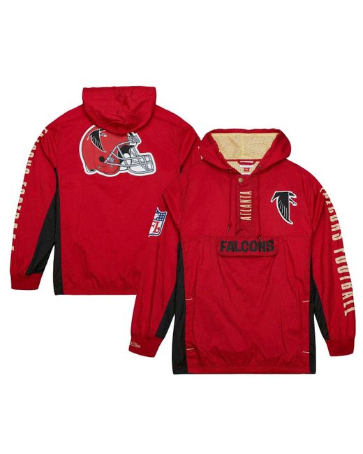 Mitchell & Ness Distressed Atlanta Falcons Team Og 2.0 Anorak Vintage-Like Logo Quarter-Zip Windbreaker Jacket