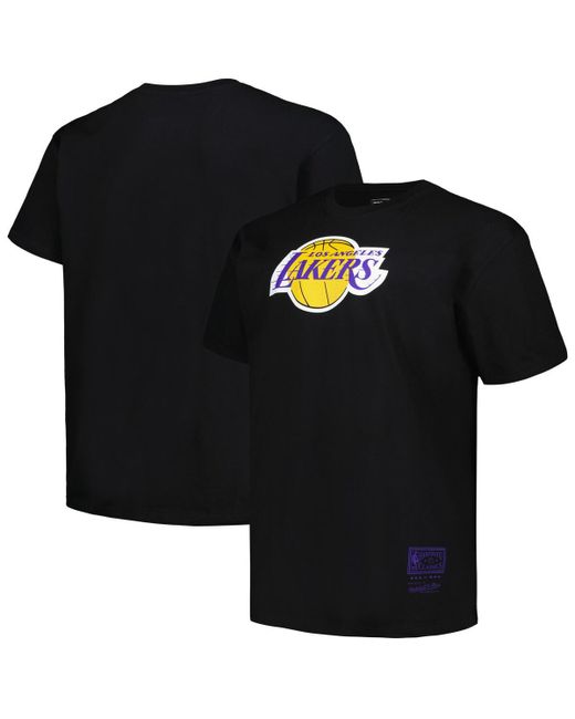 Mitchell & Ness Distressed Los Angeles Lakers Big and Tall Hardwood Classics Vintage-Like Logo T-shirt
