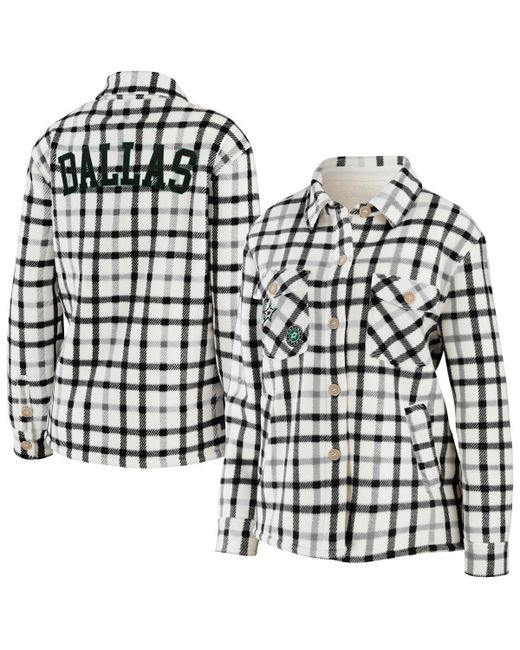 Wear By Erin Andrews Dallas Stars Plaid Button-Up Shirt Jacket