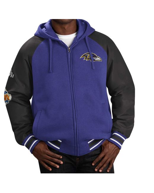 G-iii Sports By Carl Banks Baltimore Ravens Defender Raglan Full-Zip Hoodie Varsity Jacket
