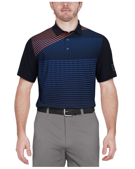 PGA Tour Asymmetric Linear-Print Short-Sleeve Golf Polo Shirt