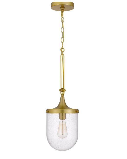 Cal Lighting 26 Height Metal Pendant with Clear Bubble Glass Shade