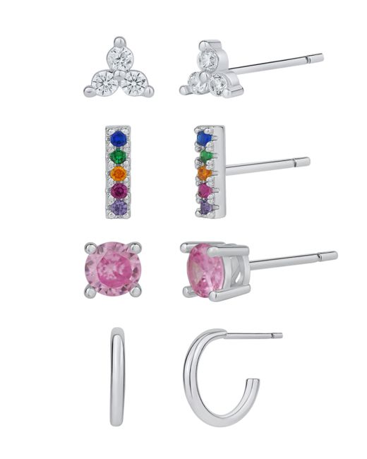 And Now This Cubic Zirconia Glass Four Pair Earring Set