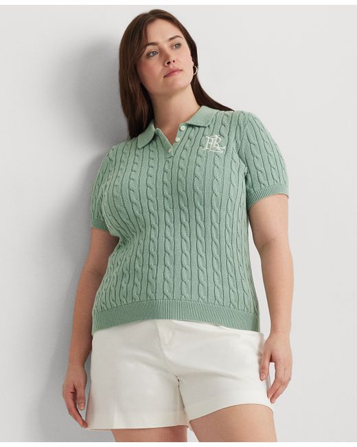 Lauren Ralph Lauren Plus Cable-Knit Polo Shirt