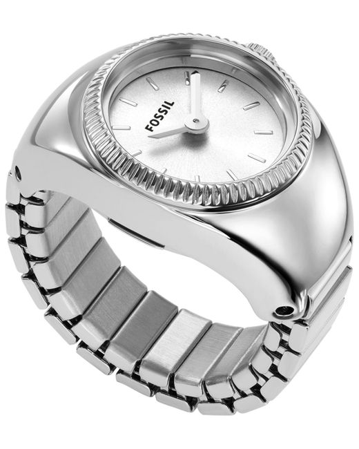 Fossil Ring Watch Two-Hand Stainless Steel Bracelet 15mm