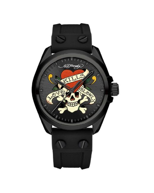 Ed Hardy Matte Silicone Strap Watch