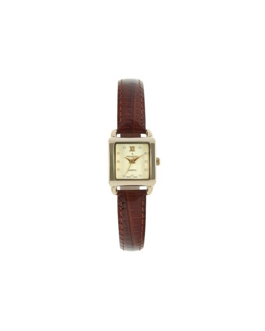 Peugeot 20mm Square Watch with Glossy Strap