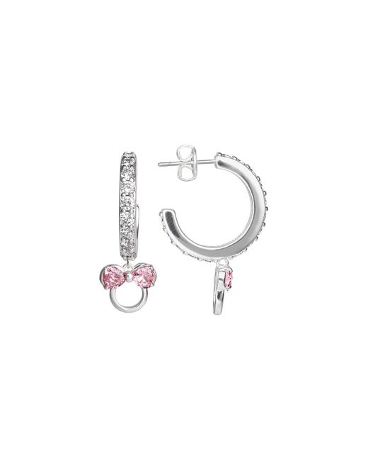 Disney Minnie Mouse Cubic Zirconia Hoop Earrings Officially Licensed pink