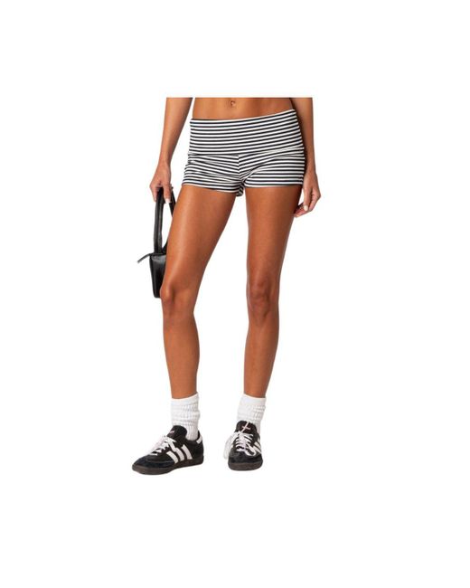 Edikted Striped Fold Over Shorts