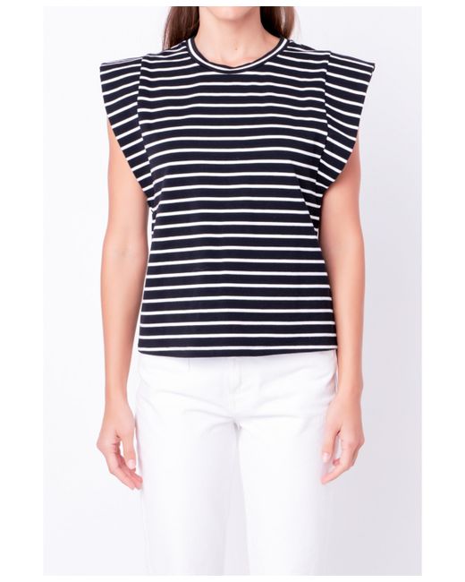 English Factory Stripe Sleeveless T-shirt white
