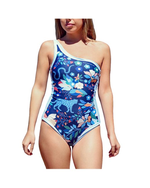 Jessie Zhao New York Day/Night Zoo Reversible One-Shoulder One-Piece Swimsuit