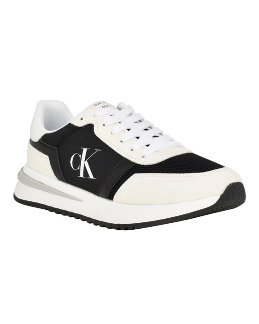 Calvin Klein Piper Lace-Up Platform Casual Sneakers Black Multi Manmade Textile Upp
