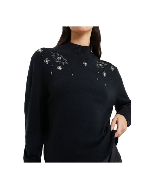 French Connection Embellished Mock-Neck Sweater