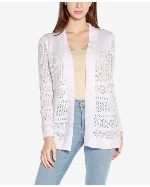 belldini Pointelle Long Sleeves Open Cardigan Sweater