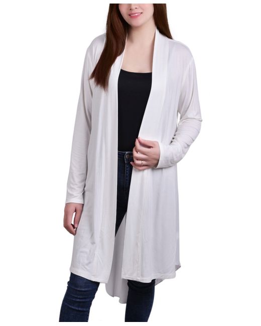 Ny Collection Long Sleeve Knit Cardigan with Chiffon Back