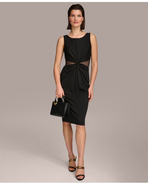 Donna Karan Embellished Twist-Front Sheath Dress