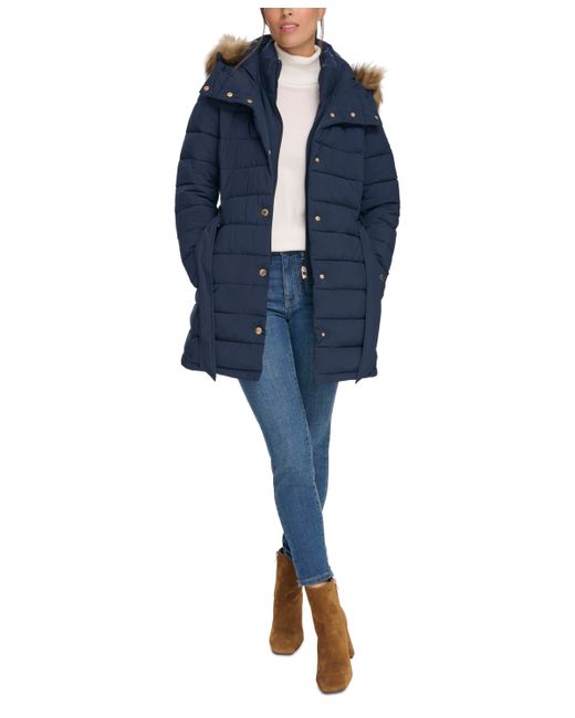 Tommy Hilfiger Belted Faux-Fur-Trim Hooded Puffer Coat Created for