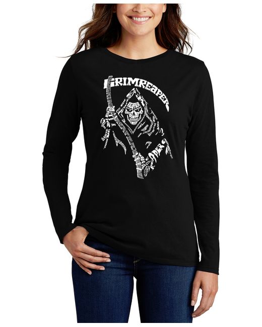 La Pop Art Grim Reaper Word Art Long Sleeve T-shirt