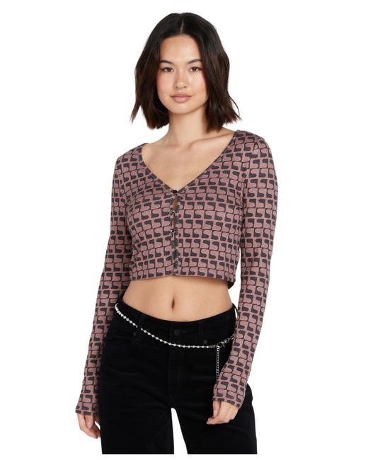 Volcom Juniors Disco Rodeo Long-Sleeve Cropped Top