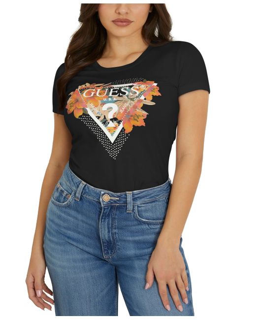 Guess Tropical Triangle Cotton Embellished T-Shirt