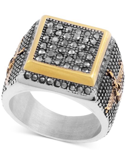 Legacy For Men By Simone I. Legacy for by Simone I. Smith Crystal Square Cluster Ring Stainless Steel Gold-Tone Ion-Plate