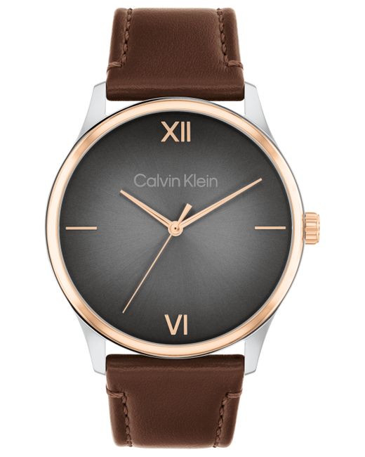 Calvin Klein Ascend Leather Strap Watch 43mm