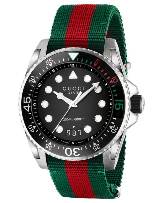 Gucci Dive Red Nylon Strap Watch 44mm