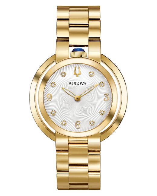 Bulova Rubaiyat Diamond-Accent Gold-Tone Stainless Steel Bracelet Watch 35mm