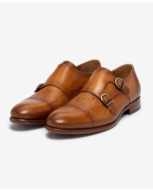 Taft Lucca Embossed Leather Monk Strap Dress Shoes